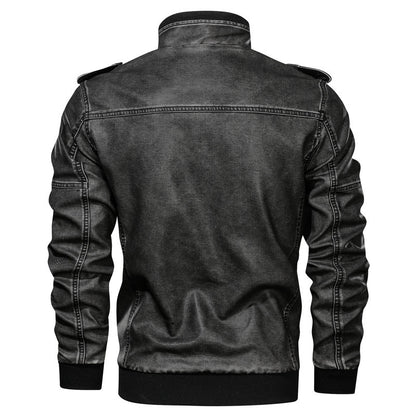 European American Style Mens PU Leather Coat Sleek Versatile Luxury