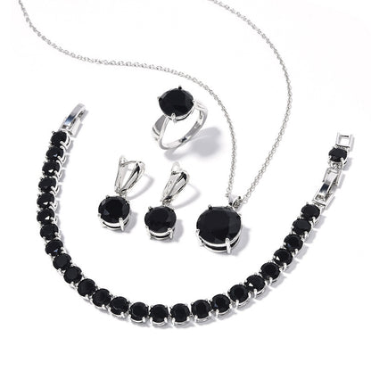 Geometric Round Earrings Ring Bracelet Necklace Ornament Suit