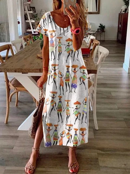Printed short sleeve dress