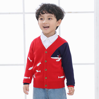 V-Neck Single-Breasted Small Fish Cardigan