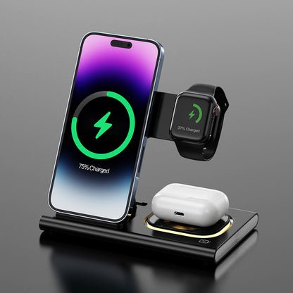 NightDock 3-in-1: 15W Magnetic Charging Stand with Ambient Night Light
