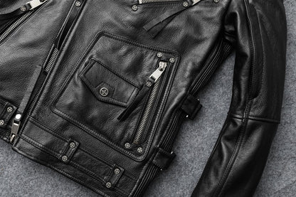 Slim Fit Soft First-Layer Cowhide Biker Leather Jacket Elite Craftsmanship