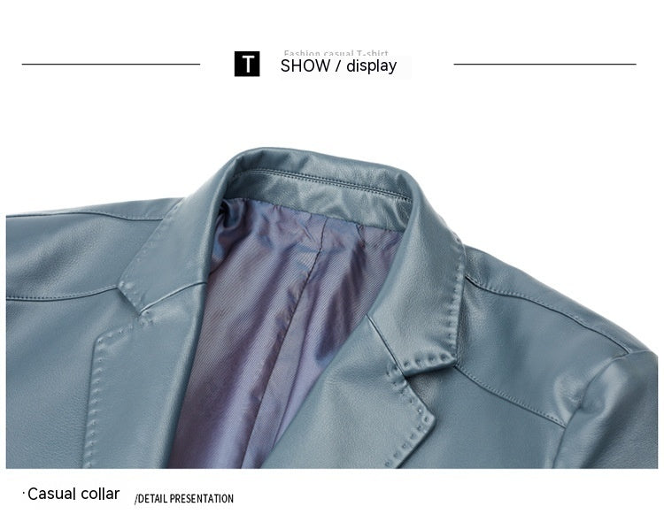 Sheepskin Suit Collar Mens Autumn Winter Leather Jacket Plush Refinement