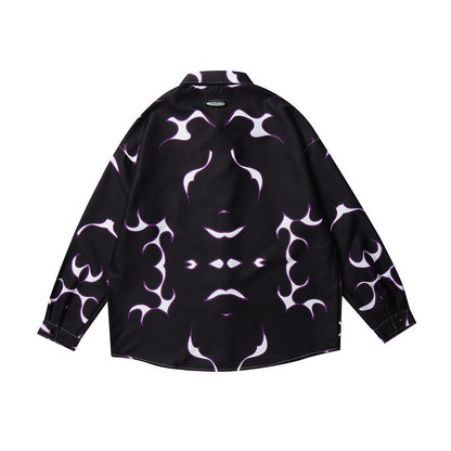 Graphic Print Long-Sleeve Shirt Modern Artistic Statement