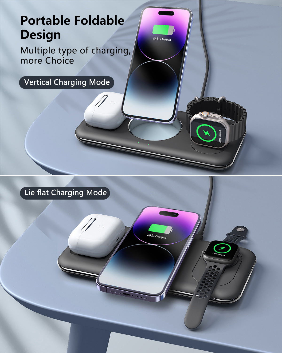 MagFold Desk: Adjustable Magnetic Charging Bracket & Desktop Dock