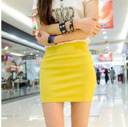 Fashion Women Ladies Sexy Summer Packs Hip Pencil Skirt High Waist Pleated Elastic Slim Mini Skirts for Office Party