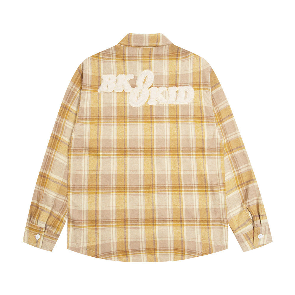 Loose Plaid Long Sleeve Shirt Men And Women