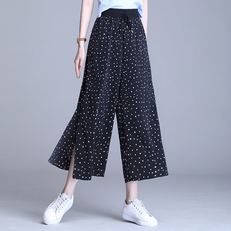 Side slit wide-leg pants