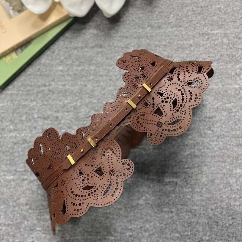 Women's Cowhide Belt Decoration Fashion Girdle Match With Coat Waist-tight Leather Belt