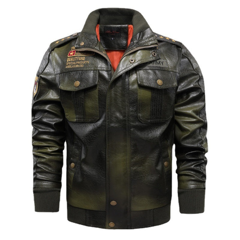 Leather Jacket Mens Stand-Up Collar Slim Fit Short Tailored Intensity