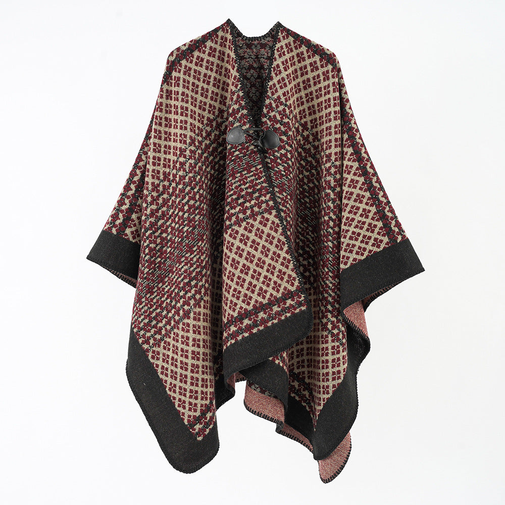 Extra Large Thickened Warm Split Cloak Scarf