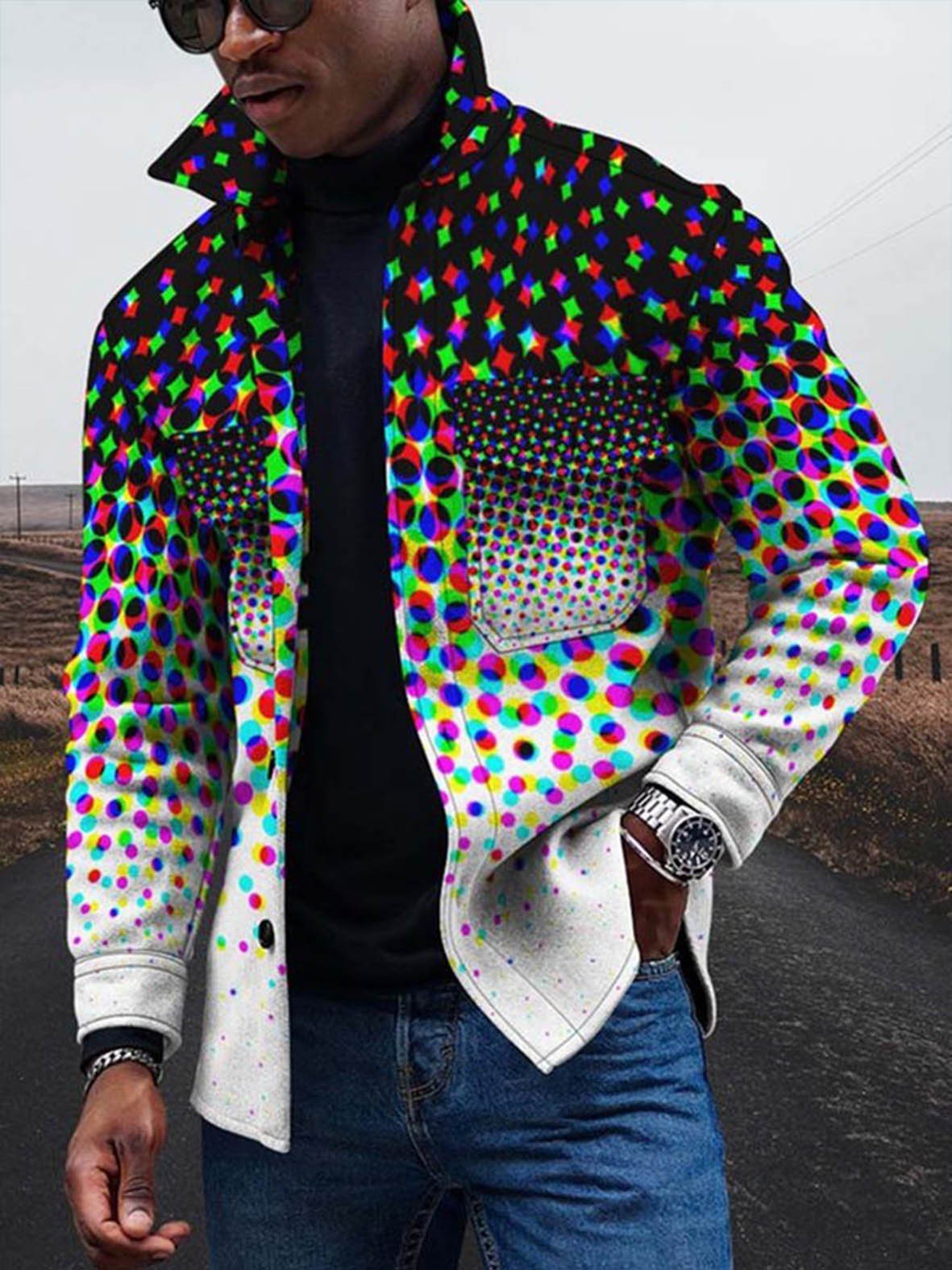Avant-Garde Color Fade 3D Digital Print Cardigan