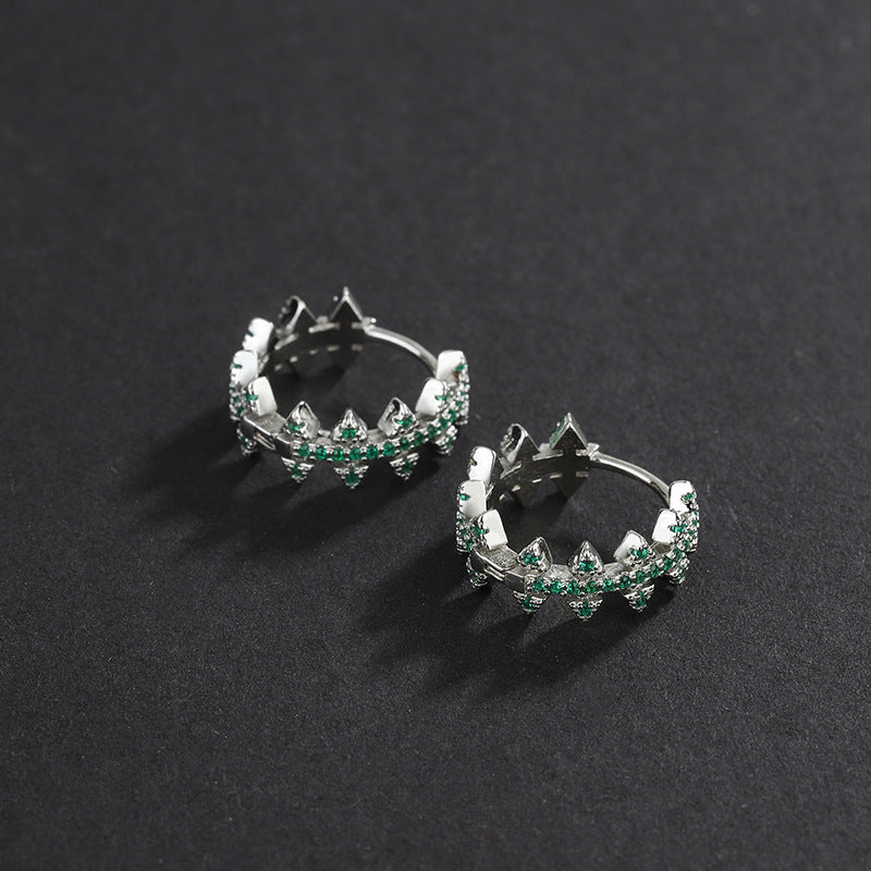925 Sterling Silver Green Zircon Rivet Earrings