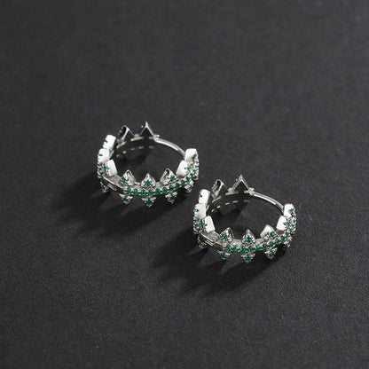 925 Sterling Silver Green Zircon Rivet Earrings