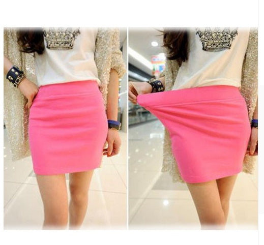 Fashion Women Ladies Sexy Summer Packs Hip Pencil Skirt High Waist Pleated Elastic Slim Mini Skirts for Office Party