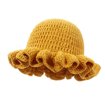 Knitted Pleated Ruffled Fashion Woolen Hat