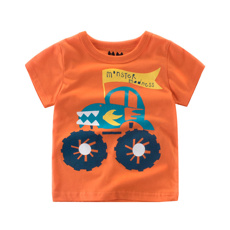 The Round Baseline: Boys’ Print Round-Neck Short-Sleeve T-Shirt
