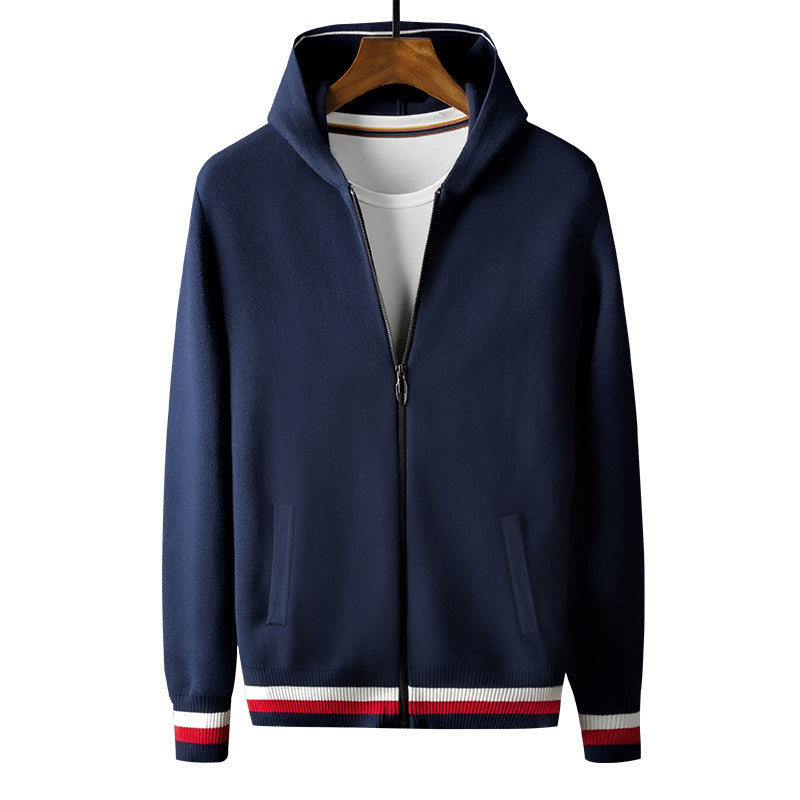 Pure Cotton Hooded Sweater Cardigan Jacket Long Sleeve Fashion Casual All-match