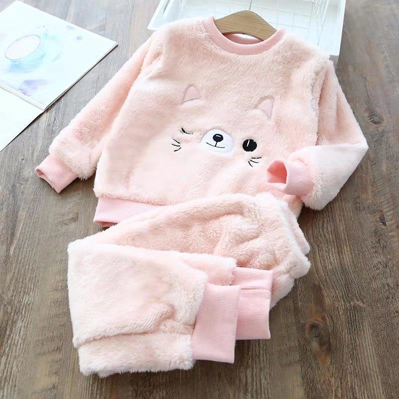 The Thickened Plush: Coral Fleece Children’s Home Clothes