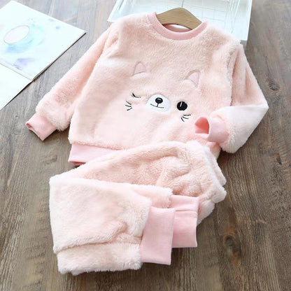 The Thickened Plush: Coral Fleece Children’s Home Clothes