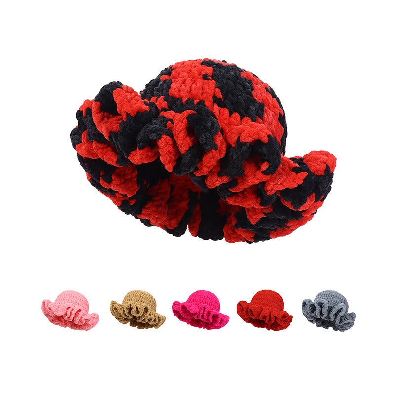 Knitted Pleated Ruffled Fashion Woolen Hat
