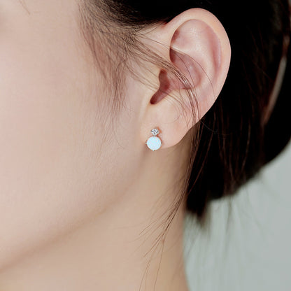 S925 Sterling Silver Opal Earrings Female Minority All-match