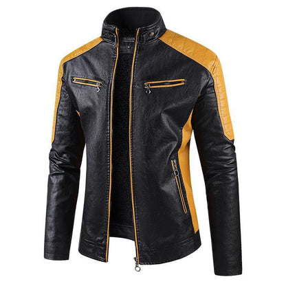 European Size Autumn Winter Leisure Leather Mens Coat Fleece-Lined Continental Comfort