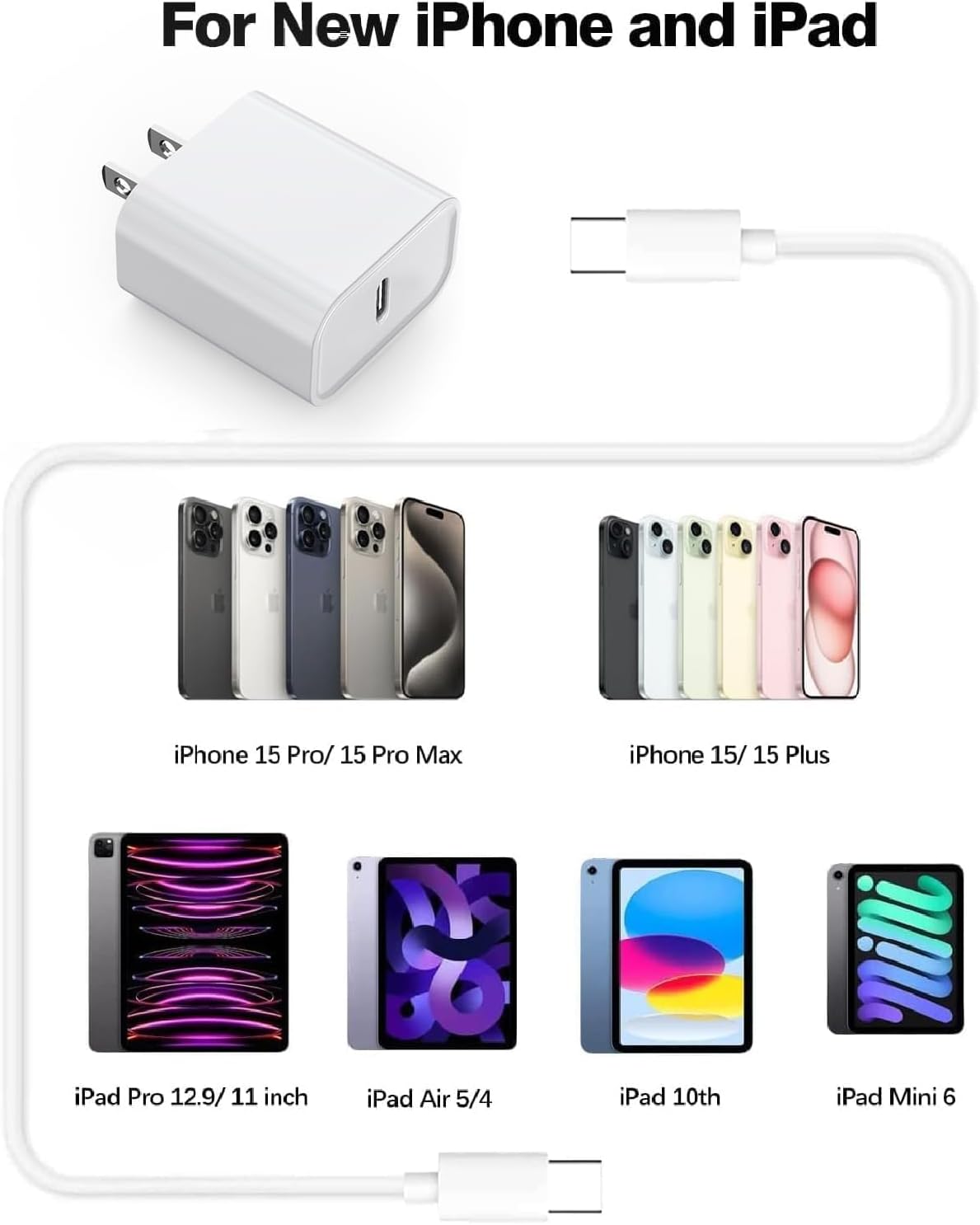 CubeCharge: 6FT Lightning Cable & Premium Travel Wall Adapter