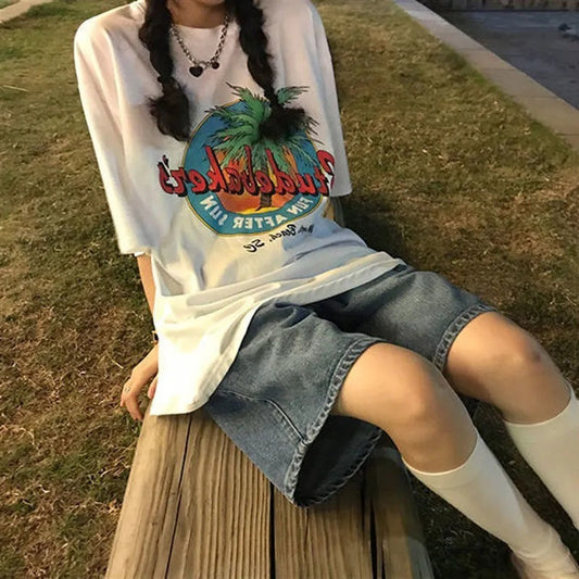 Retro Wide Leg Denim Capris For Women