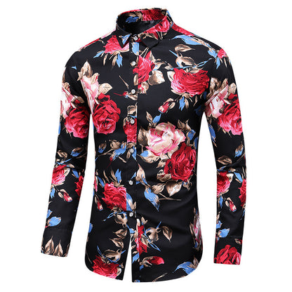 Lapel Printed Long-Sleeve Shirt Artistic Everyday Luxury
