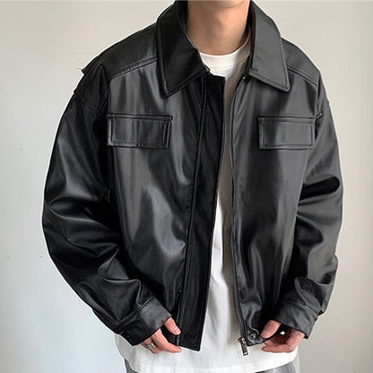 Vintage Motorcycle Leather Coat Mens Autumn Timeless Rider Style