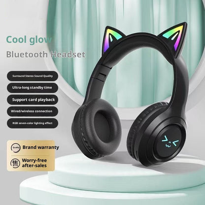 KittyWave: Cute Cat Ear Wireless Bluetooth Headphones
