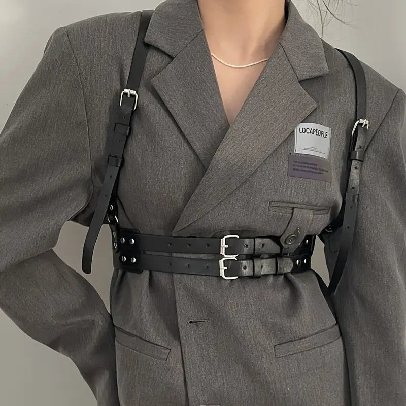 Double Layer Buckle Fashion All-match Casual PU Leather Strap Belt Women