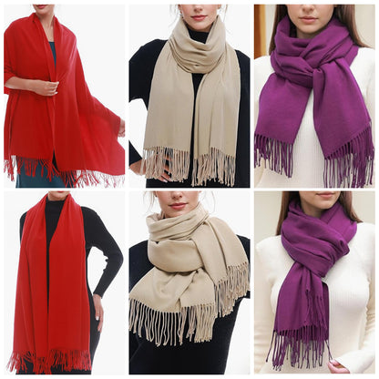 Women's Solid Color Scarf Tassel Scarf