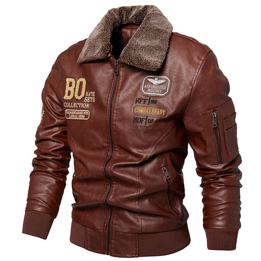 Foreign Trade New Mens Casual Fashion Leather Slim Fit Jacket Coat Global Elegance