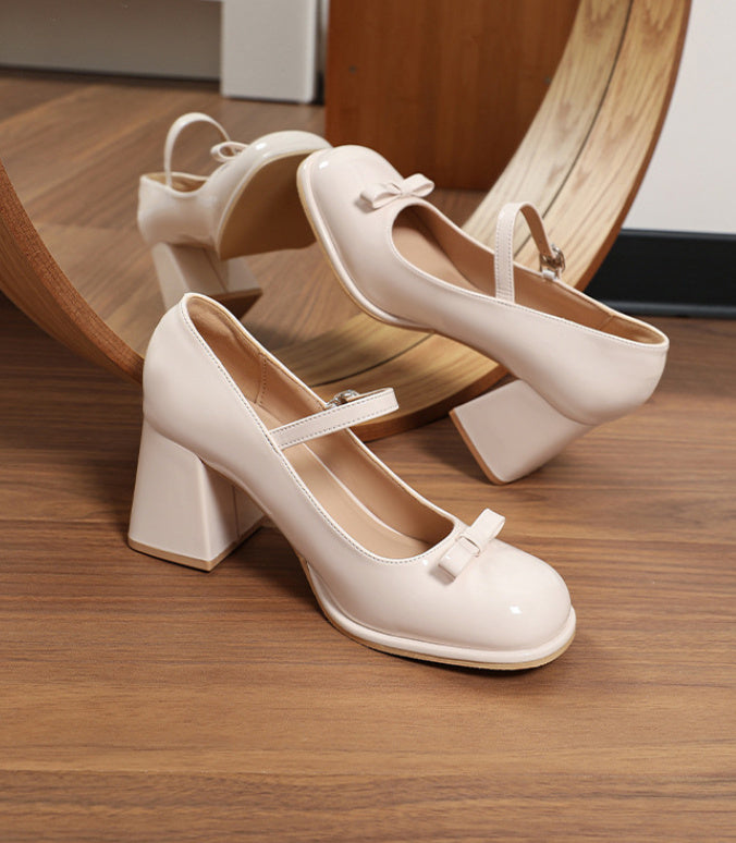 Chunky Heel Round Toe Large Size Wide Feet Mary Jane Shoes Women