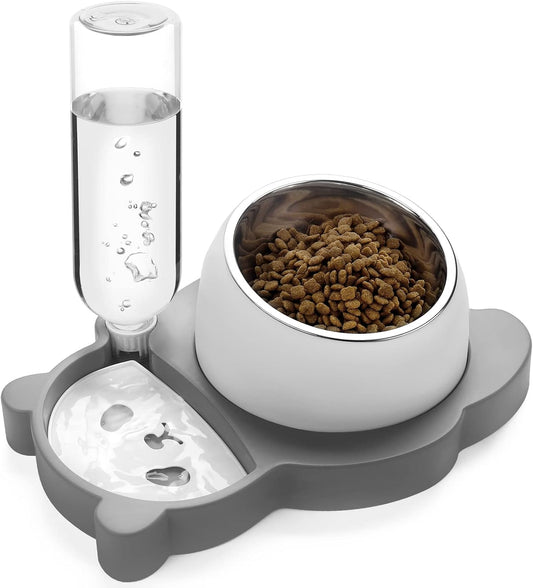 Elevated Dine: Raised Stainless Steel Cat & Dog Feeder Set
