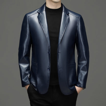 Sheepskin Suit Collar Mens Autumn Winter Leather Jacket Plush Refinement