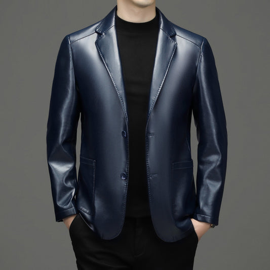 Sheepskin Suit Collar Mens Autumn Winter Leather Jacket Plush Refinement