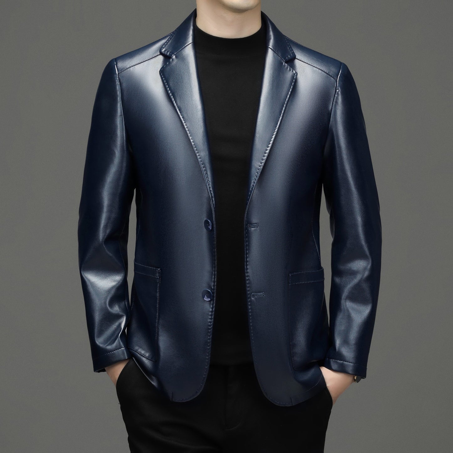 Sheepskin Suit Collar Mens Autumn Winter Leather Jacket Plush Refinement