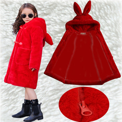 The Sovereign Faux: Thickened Faux Fur Coat for Big Kids