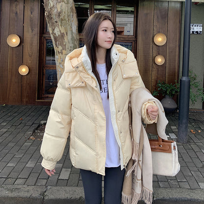 Short Cotton Jacket Women's Warm Hooded Windproof Cotton-padded Jacket