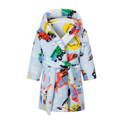 Velvet Dreams: Children’s Flannel Cartoon Print Nightgown