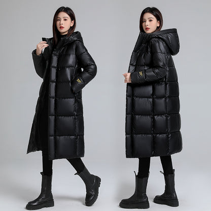 Women's Long Hooded Self-heating Graphene Cotton-padded Jacket