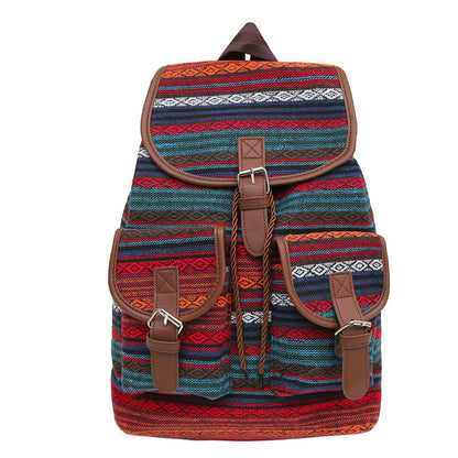 Large Capacity Contrast Color Scheme National Style Trendy Backpack