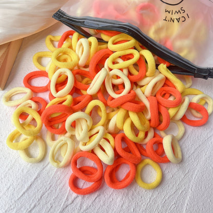 100 Bags Seamless Children's Towel Ring Braids Do Not Hurt Hair Candy Color Small Hair Ring High Elastic Rubber Band