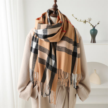 Cashmere-like Plaid Warm Shawl Scarf Unisex All-matching