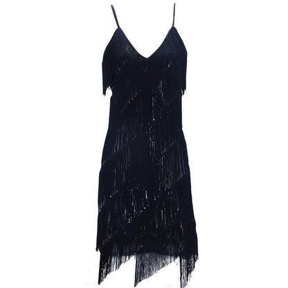 Dance Costume Sequined Tassel Dress
