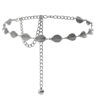 Leaf Style Waist Chain Retro Paired With Denim Skirt And Pants