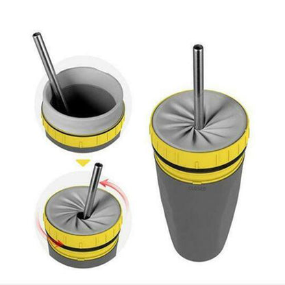 Double-Wall Insulated Travel Tumbler with Straw | Portable Spill-Resistant Sippy Cup for Adults & Kids